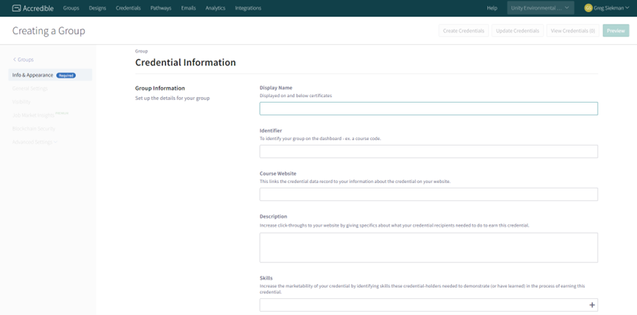 A screenshot of the Accredible interface A screenshot of the Accredible interface