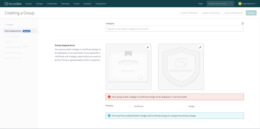 A screenshot of the Accredible interface A screenshot of the Accredible interface