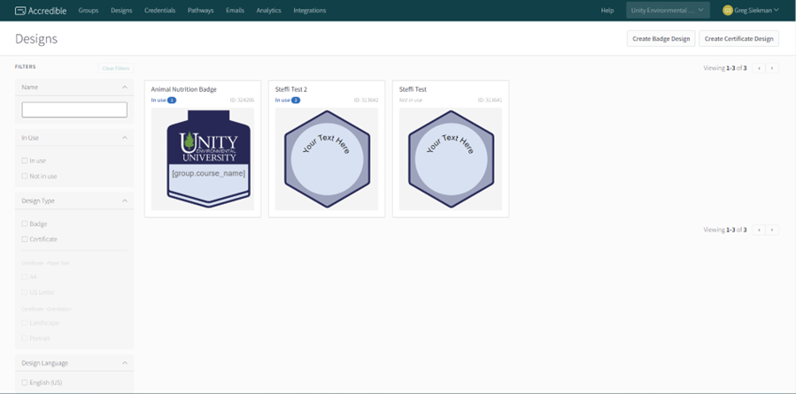 Badge Creation A screenshot of the Accredible interface