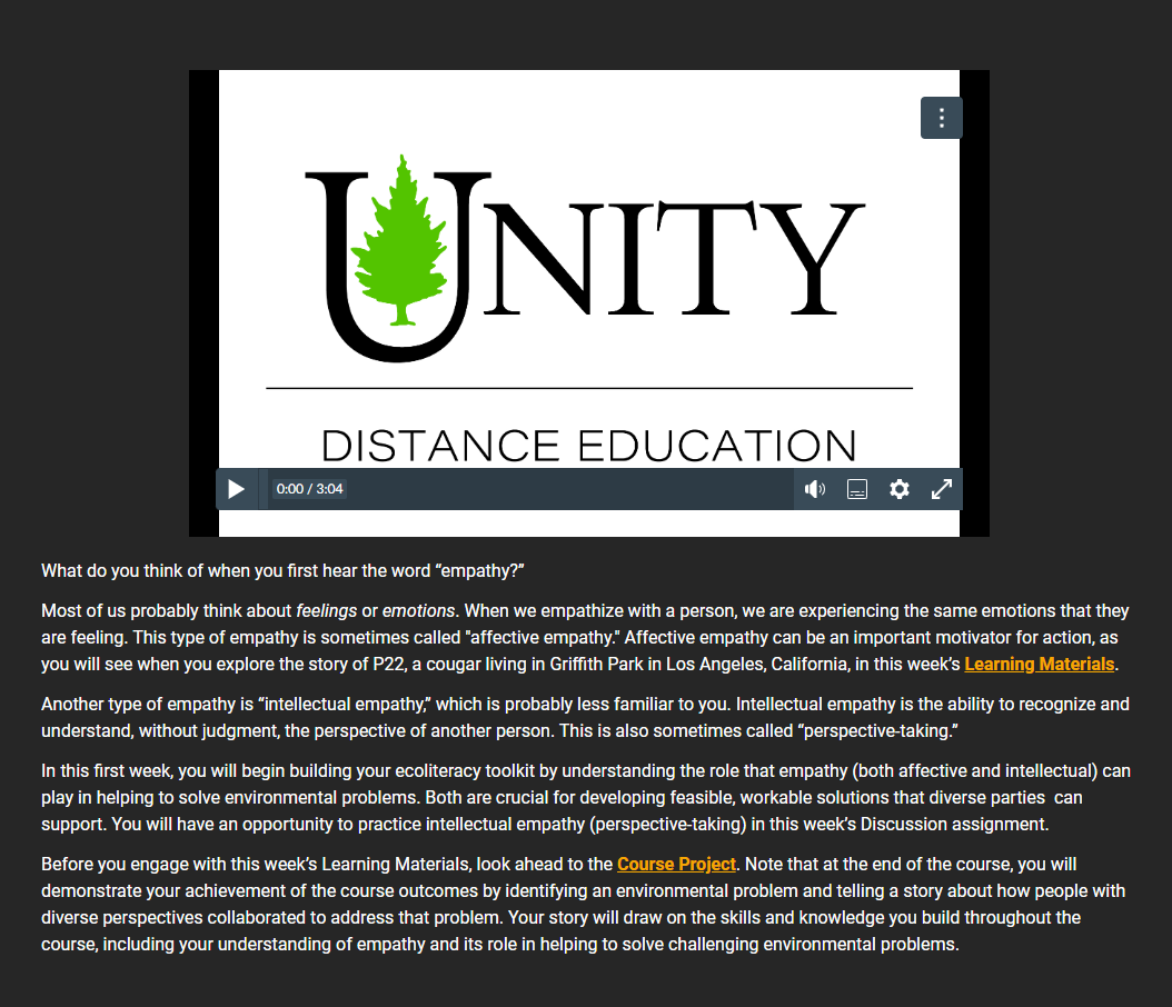 a screenshot of the week 1 overview text from EVPC 100 a screenshot of the week 1 overview text from EVPC 100