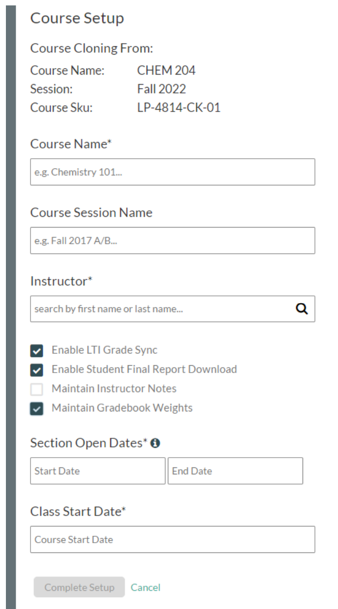 Si course setup