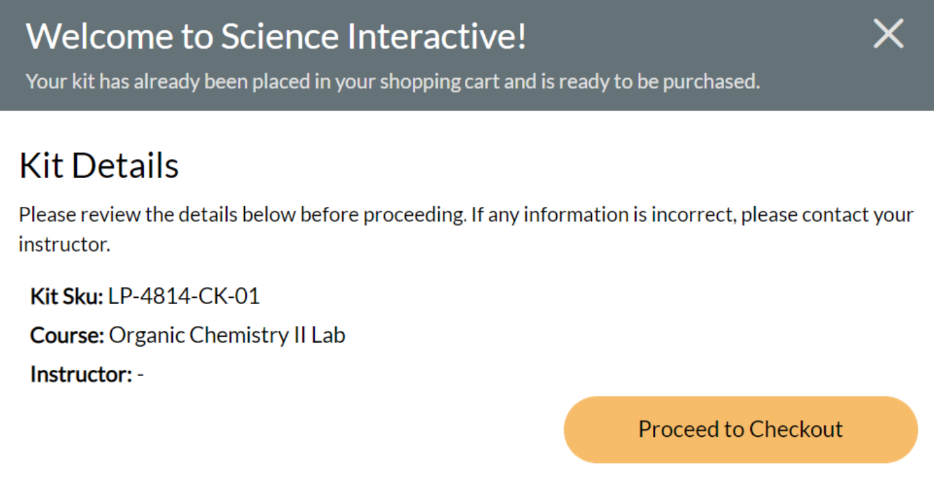 Science interactive order screen 1