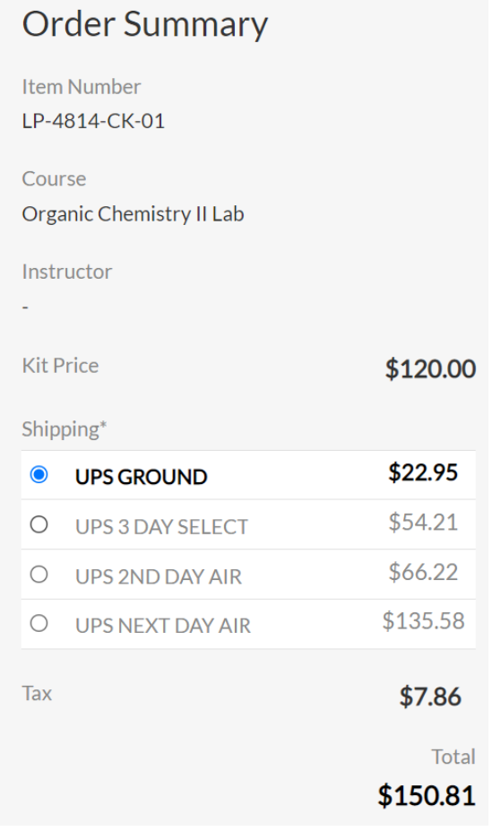 Science interactive order screen 3