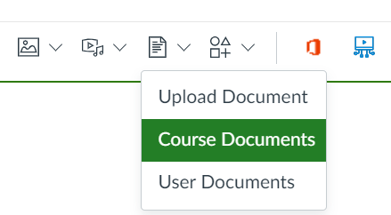 screenshot of the "insert course documents button