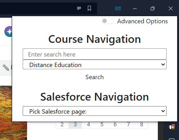 Screenshot showing the LXD Extension menu